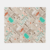 Liefdescitaten Doodle Patroon Fleece Deken (Voorkant (Horizontaal))