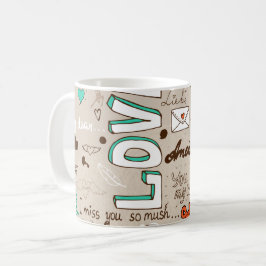 Liefdescitaten Doodle Patroon Koffiemok