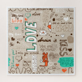 Liefdescitaten Doodle Patroon Legpuzzel