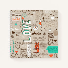 Liefdescitaten Doodle Patroon Notitieboek