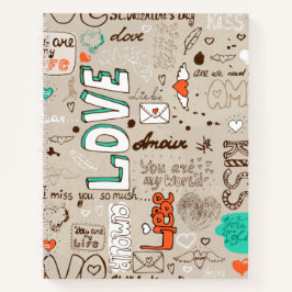 Liefdescitaten Doodle Patroon Notitieboek