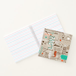 Liefdescitaten Doodle Patroon Notitieboek