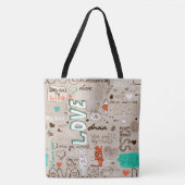 Liefdescitaten Doodle Patroon Tote Bag (Voorkant)