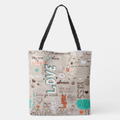 Liefdescitaten Doodle Patroon Tote Bag (Achterkant)