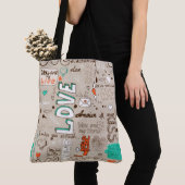 Liefdescitaten Doodle Patroon Tote Bag (Dichtbij)