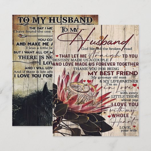 Liefdescitaten voor mijn man, Huisdecoratie Kaart (Voorkant / Achterkant)