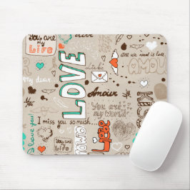 Liefdescitaties Doodle Patroon Muismat