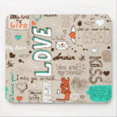 Liefdescitaties Doodle Patroon Muismat (Voorkant)
