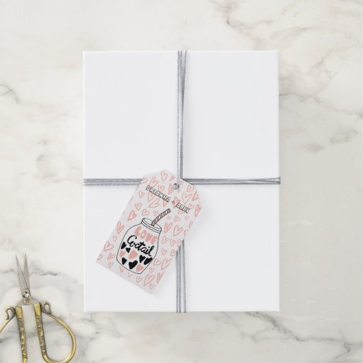 liefdescocktail monogram valentijnsdag cadeaubijsc cadeaulabel (Met Touw)
