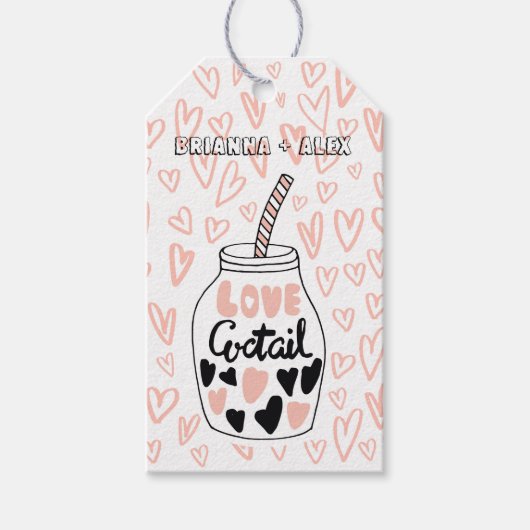 liefdescocktail monogram valentijnsdag cadeaukaart cadeaulabel (Voorkant)