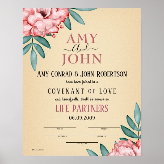 Liefdesconvenant huwelijksakte poster (Voorkant)