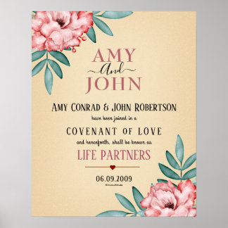 Liefdesconvenant huwelijksakte poster