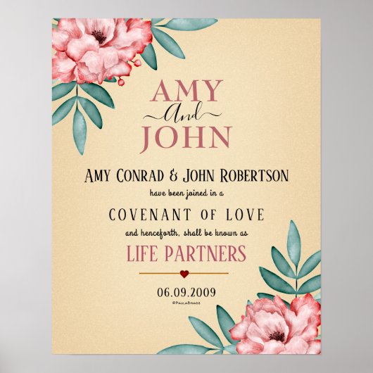 Liefdesconvenant huwelijksakte poster (Voorkant)