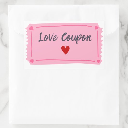 Liefdescoupon Valentijnsdag  Rechthoekige Sticker (Tas)