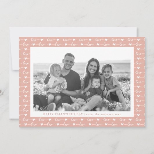 Liefdescriptpatroon Valentijnsdag foto Feestdagenkaart (Voorkant)