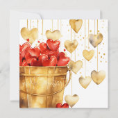 Liefdesdag hart met emmer van harten feest kaart (Achterkant)