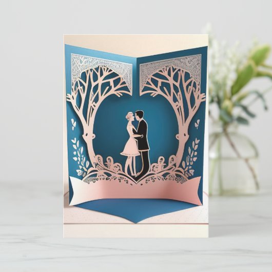 Liefdesdans in de schaduw van bomen kaart (Staand voorkant)