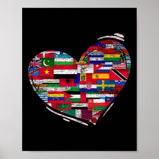 Liefdesdiversiteit Nationale Vlaggen Hart Aarde Da Poster (Voorkant)