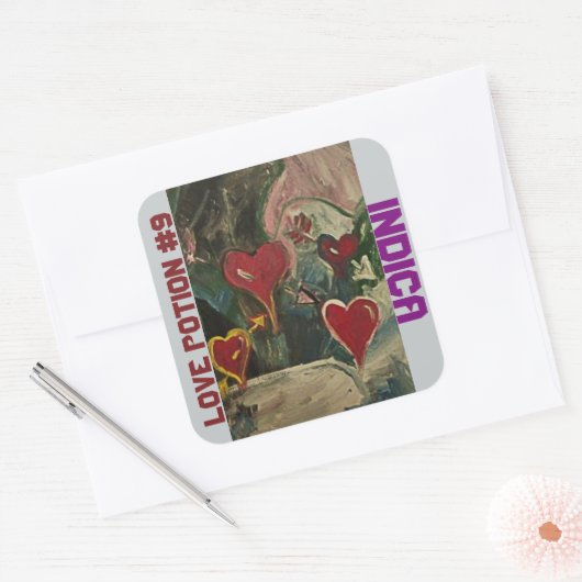 LIEFDESDRANK #9 INDICA VIERKANTE STICKER (Envelop)