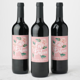 Liefdesdrank Blush Roze Bloemige Persoonlijke Wijn Etiket