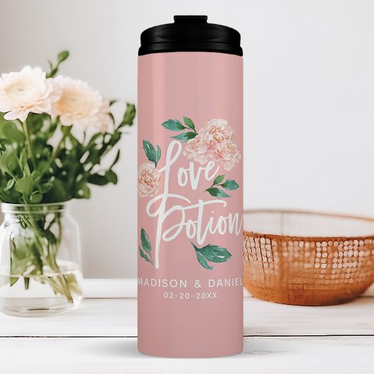 Liefdesdrank Blush Roze Bloemstuk Persoonlijke Tro Thermosbeker