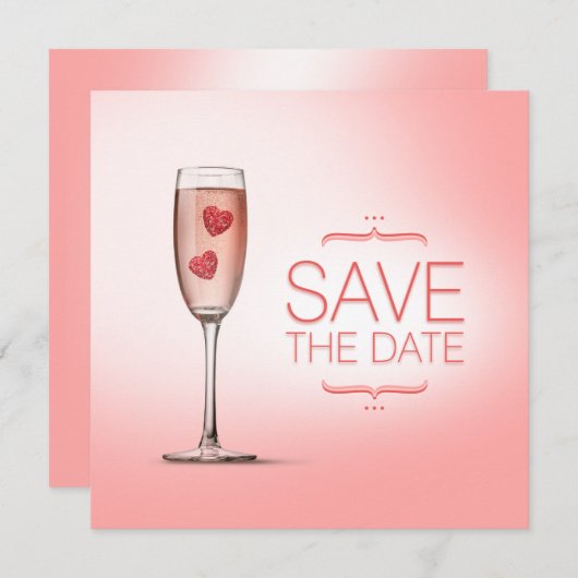 Liefdesdrank Roze Sla de datum op Save The Date (Voorkant / Achterkant)