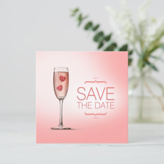 Liefdesdrank Roze Sla de datum op Save The Date (Staand voorkant)