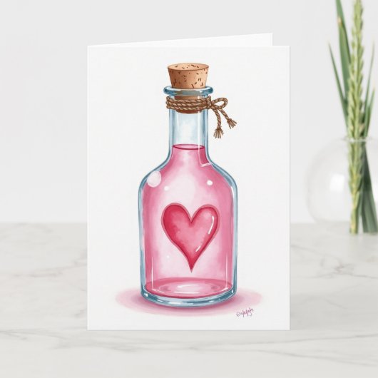 Liefdesdrankfles Hart Kaart (Voorkant)