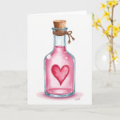 Liefdesdrankfles Hart Kaart (Gele Bloem)