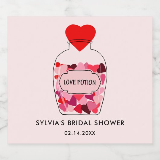 Liefdesdrankje Gelukkige Valentijnsdag Gepersonali Sparkling Wijnetiket (Enkel label)