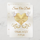 Liefdesduiven en Hart Trouwkaart Save the Date Kaa Kaart (Voorkant / Achterkant)
