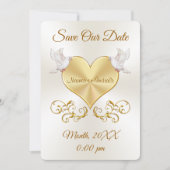 Liefdesduiven en Hart Trouwkaart Save the Date Kaa Kaart (Voorkant)