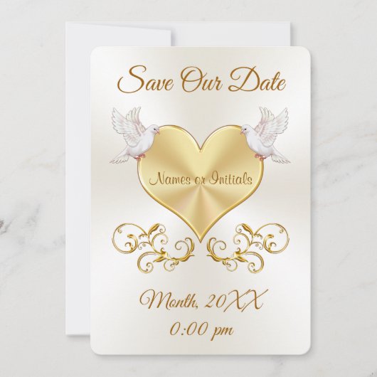 Liefdesduiven en Hart Trouwkaart Save the Date Kaa Kaart (Voorkant)