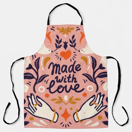 Liefdeselementen:  roze compositie. schort (Voorkant)