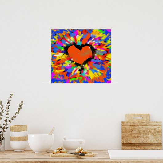 liefdesexplosie, harten kunstprint poster (Keuken)