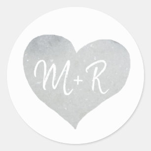 liefdesfeest bleek grijs hart ronde sticker