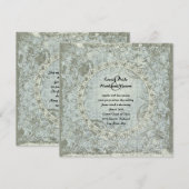  liefdesgedicht Blauwe Grijze Damask Wedding Invit Kaart (Voorkant / Achterkant)