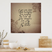 Liefdesgedicht op  rustiek versleten textielivoor poster (Keuken)