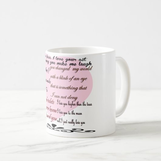 liefdesgedichten, liefdespoëzie koffiemok (Voorkant rechts)