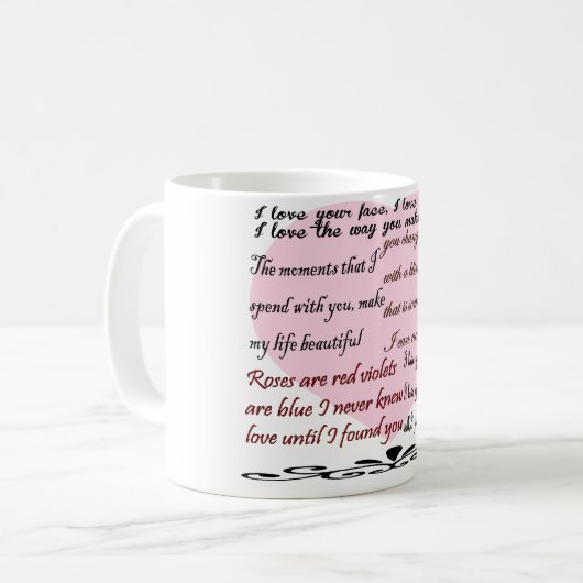 liefdesgedichten, liefdespoëzie koffiemok (Voorkant links)