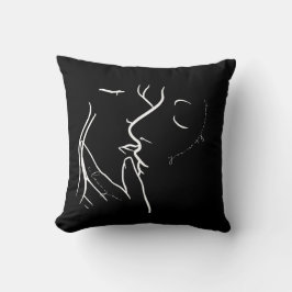 "Liefdesgefluister" Minimalistische lijnkunst Worp Kussen