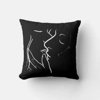 "Liefdesgefluister" Minimalistische lijnkunst Worp Kussen