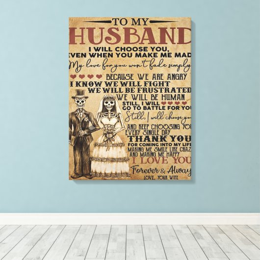 Liefdesgeschenk voor mijn man voor Halloween Canvas Afdruk (Insitu (Houten vloer))