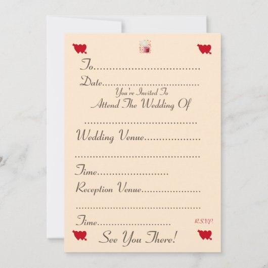 liefdesharsvormig vlamrode kaars bruiloft kaart (Achterkant)