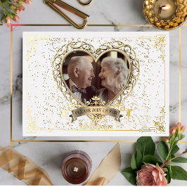 Liefdeshart 50ste verjaardagsfeestje folie uitnodiging