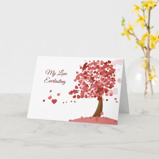 Liefdeshart Boom Valentijnsdag Jubileum Kaart (Gele Bloem)