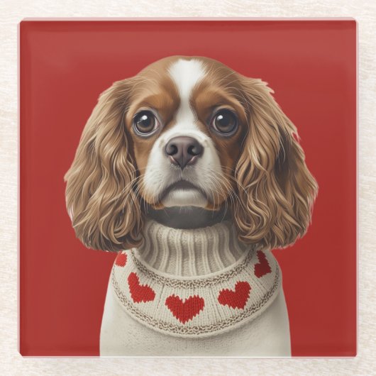 Liefdeshart cavalier glazen onderzetter (Voorkant)