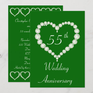 Liefdeshart Diamant Smaragd Jubileum Kaart