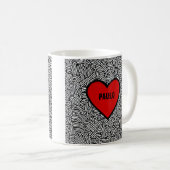 Liefdeshart Doodle mok Zwart Wit & Rood Valentijns (Voorkant rechts)