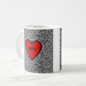 Liefdeshart Doodle mok Zwart Wit & Rood Valentijns (Voorkant links)